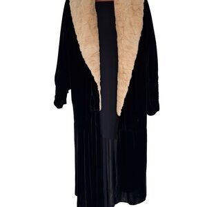 Vintage Black Velvet Opera Coat 1930-1940